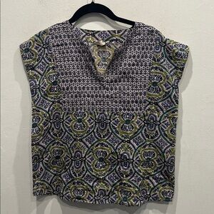 Anokhi cotton boxy sleeveless top blouse tank boho Indian block print small